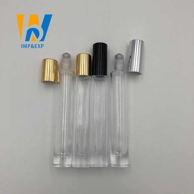 1ml 15ml 10ml Chai bi lăn thủy tinh trong suốt với nắp vàng Nước hoa lăn bóng mini có thể nạp lại